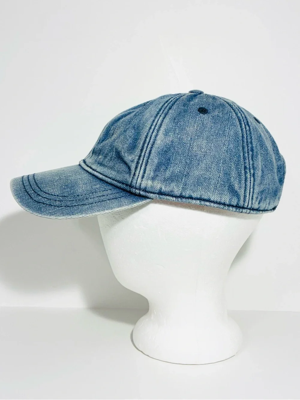 Madewell Light Wash Denim Baseball Cap Leather Strap One Size